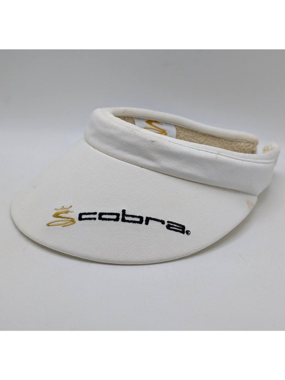 Cobra Vintage Golf Visor Hat White Gold Retro 80s 90s OSFM